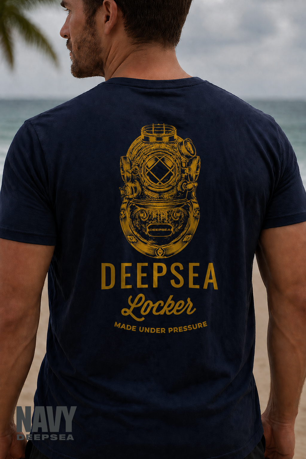 DeepSea Locker® Navy Diver Blue & Gold Tee