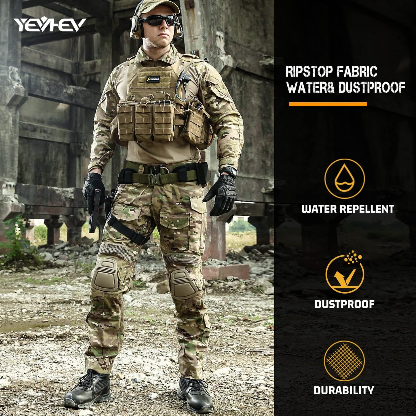 Army Tactical Desert Combat Suits with Knee Pads - G3