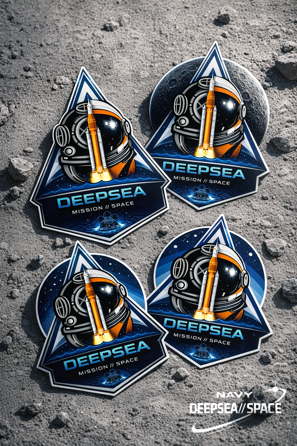 DeepSea Mission Space / Moon Die-cut stickers