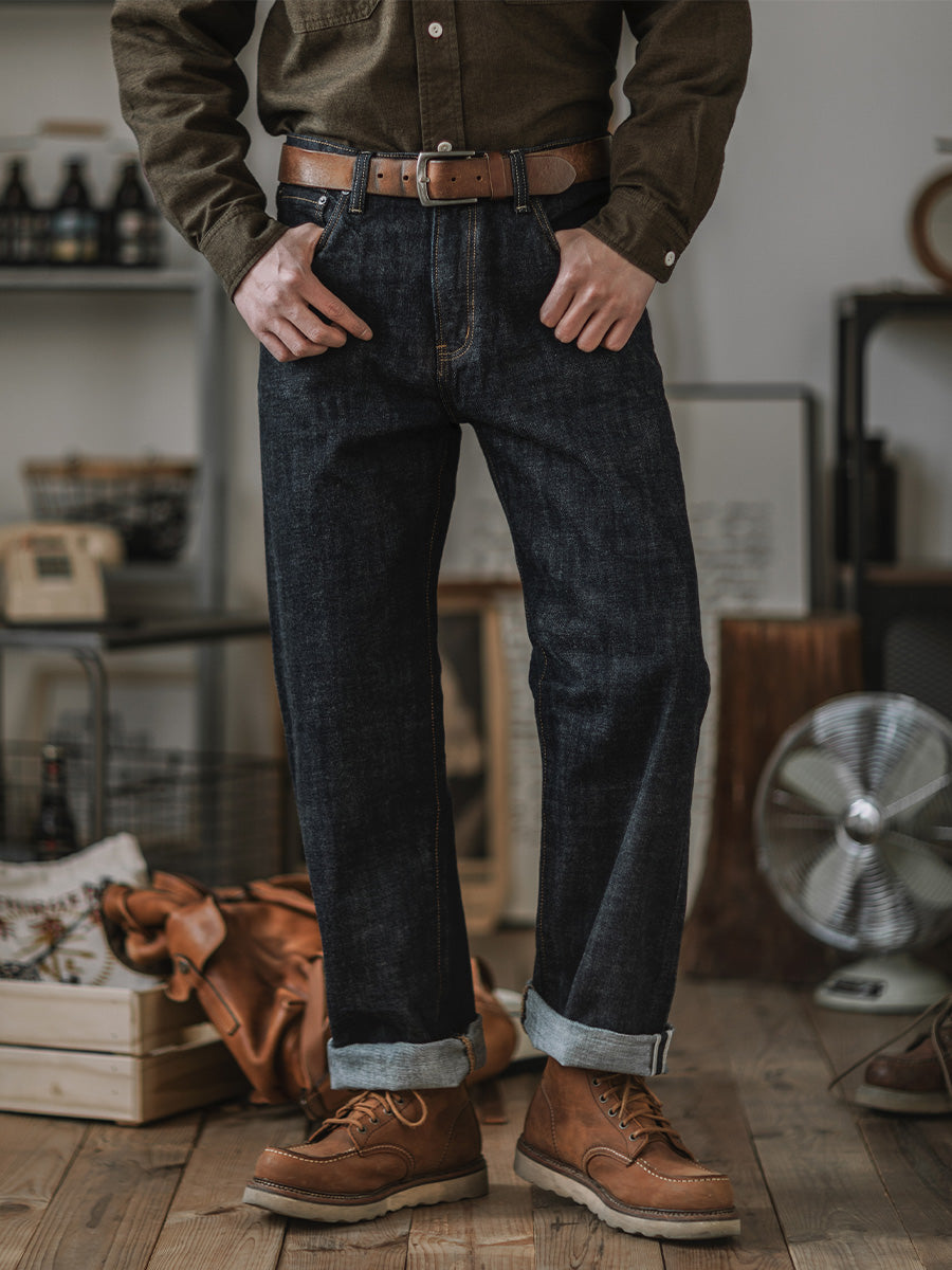 Selvedge Raw Denim Straight Jeans