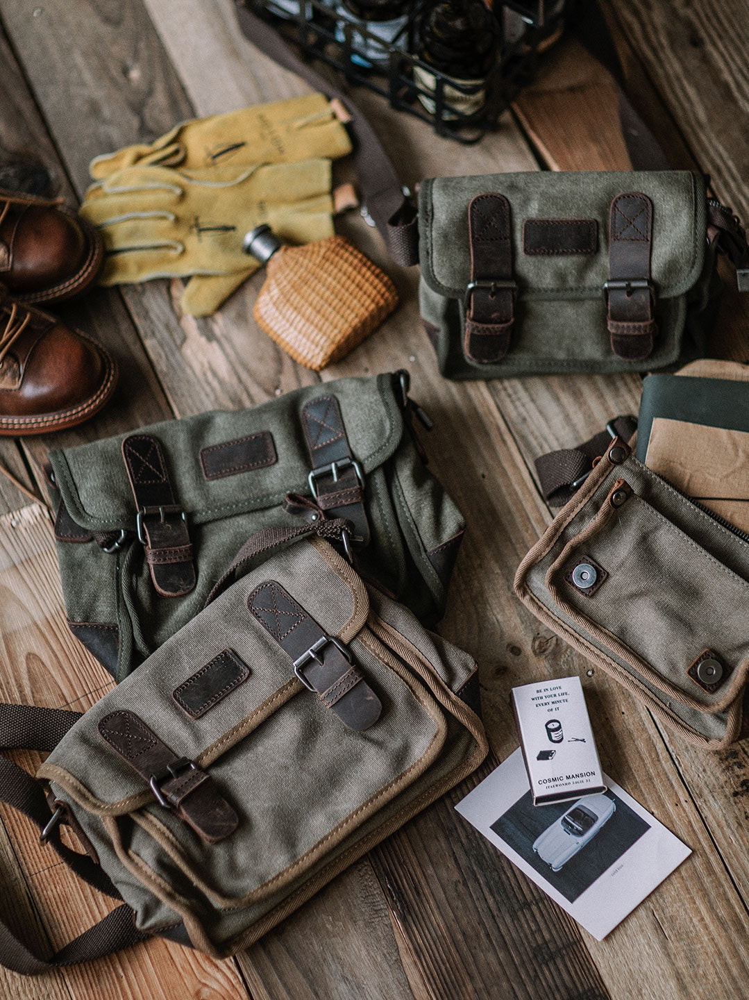 ARMY GREEN CANVAS MESSENGER BAG