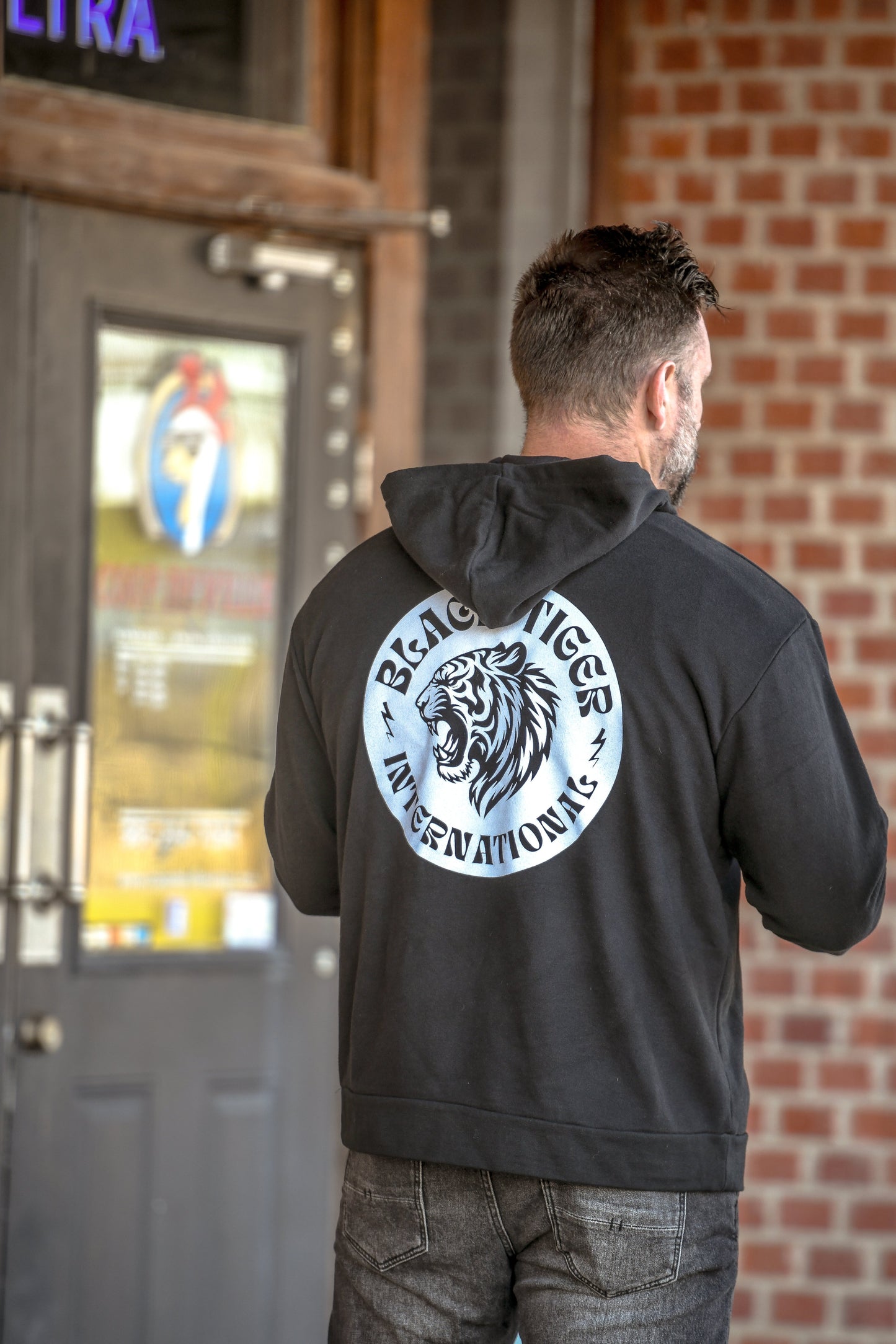 Attack Tiger Logo Hoodie Black