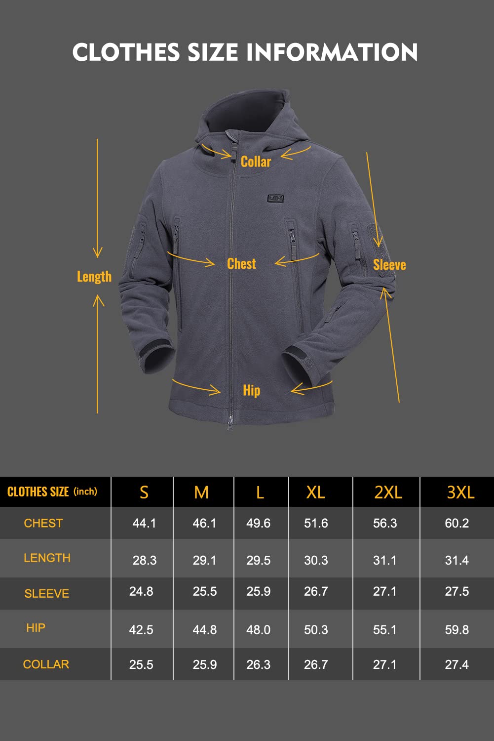 ANTARCTICA GEAR Fleece Heating Jacket, Fit Zip Hood Winter Jacket For Men