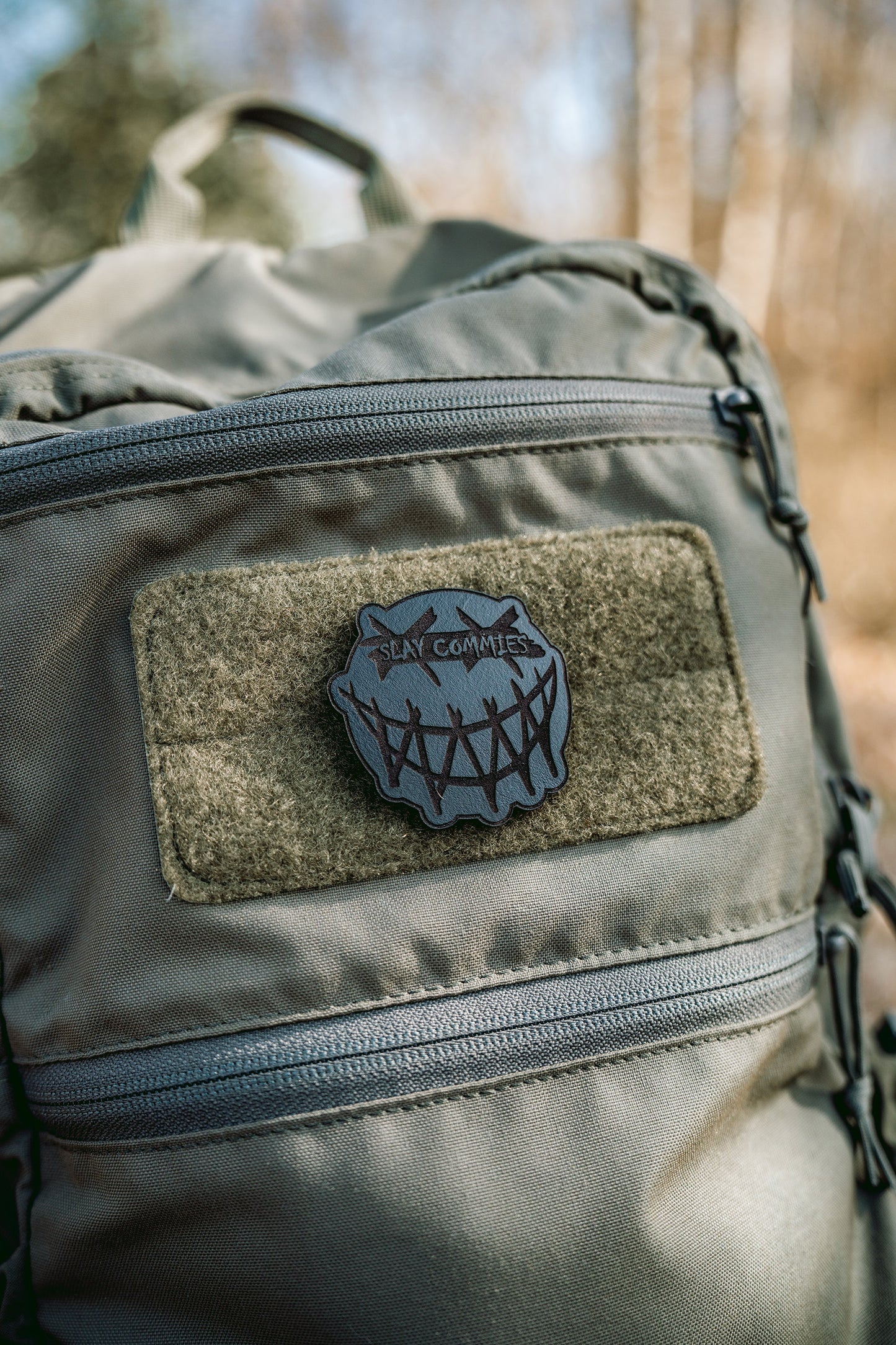 Slay Commies Censored No Sew Leather Patch