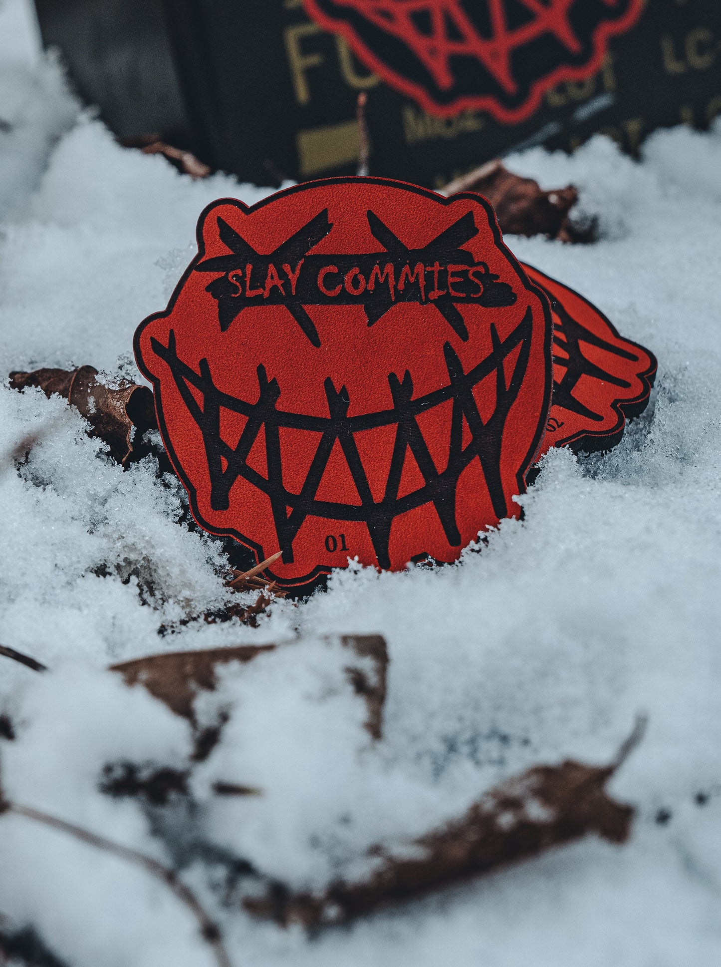 Slay Commies Censored No Sew Leather Patch